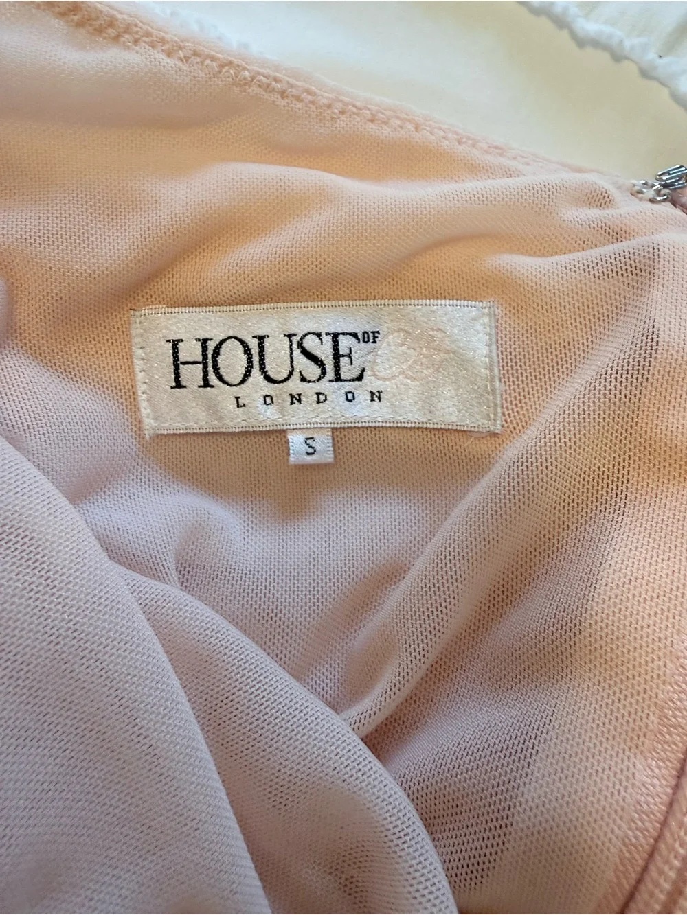 House of CB Blush Ruched Off-Shoulder Midi Dress